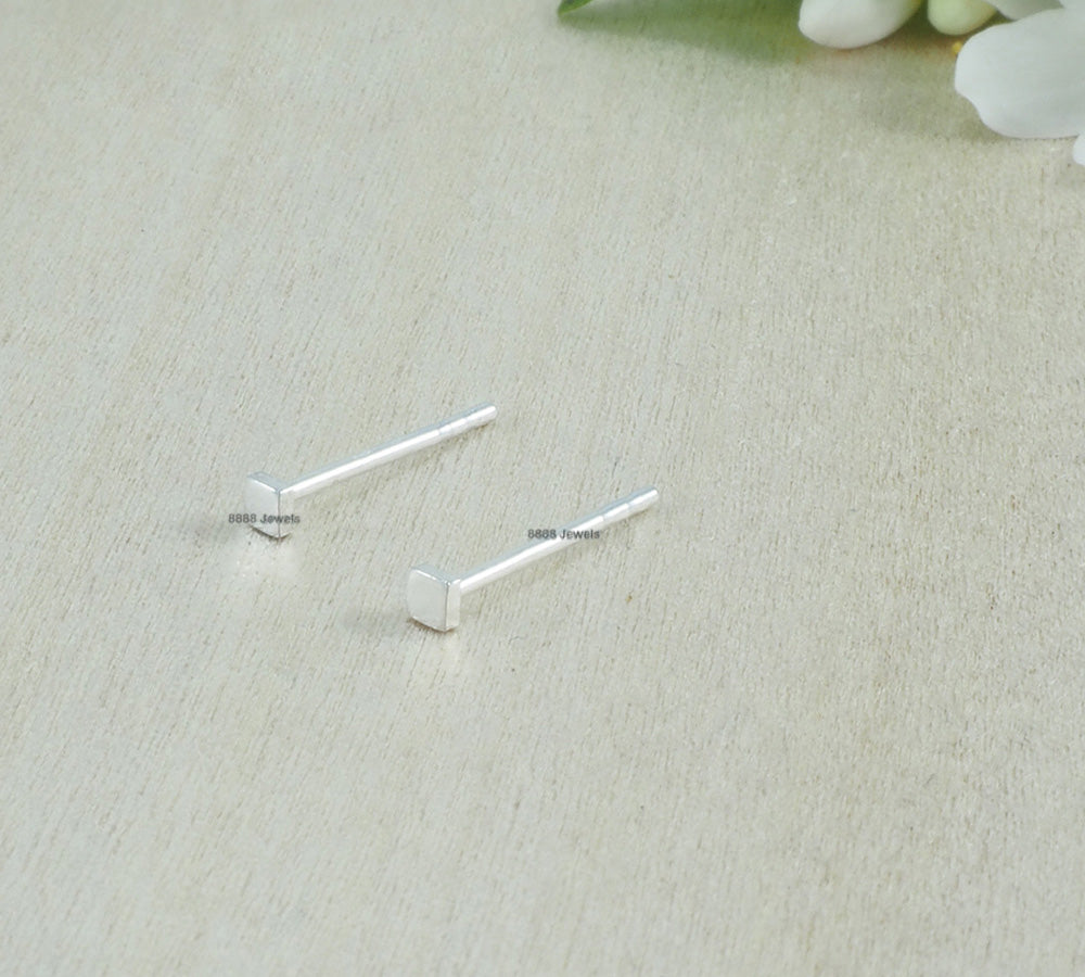 Tiny Square Sterling Silver Earrings 01011