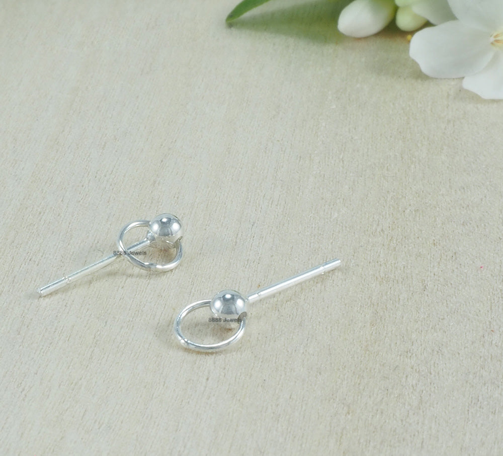 Open Circle and Ball Sterling Silver Earrings 01012