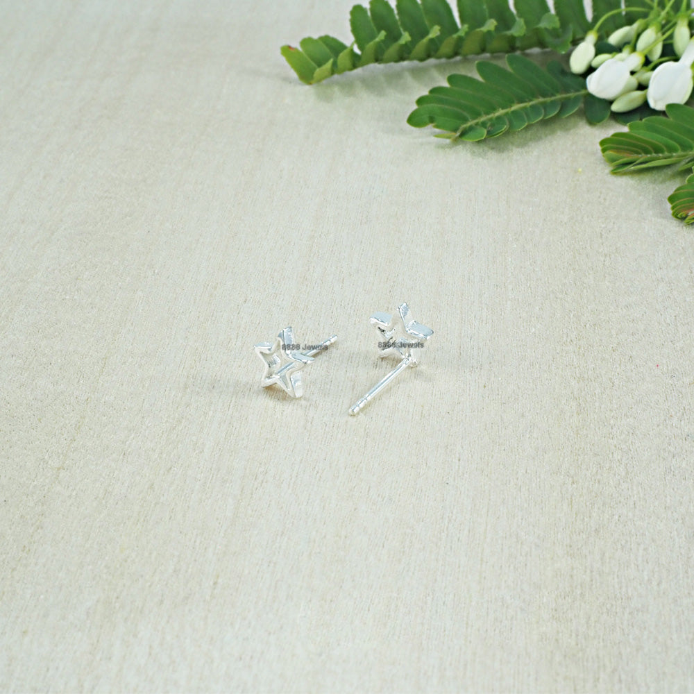 Open Star Sterling Silver Earrings 01017