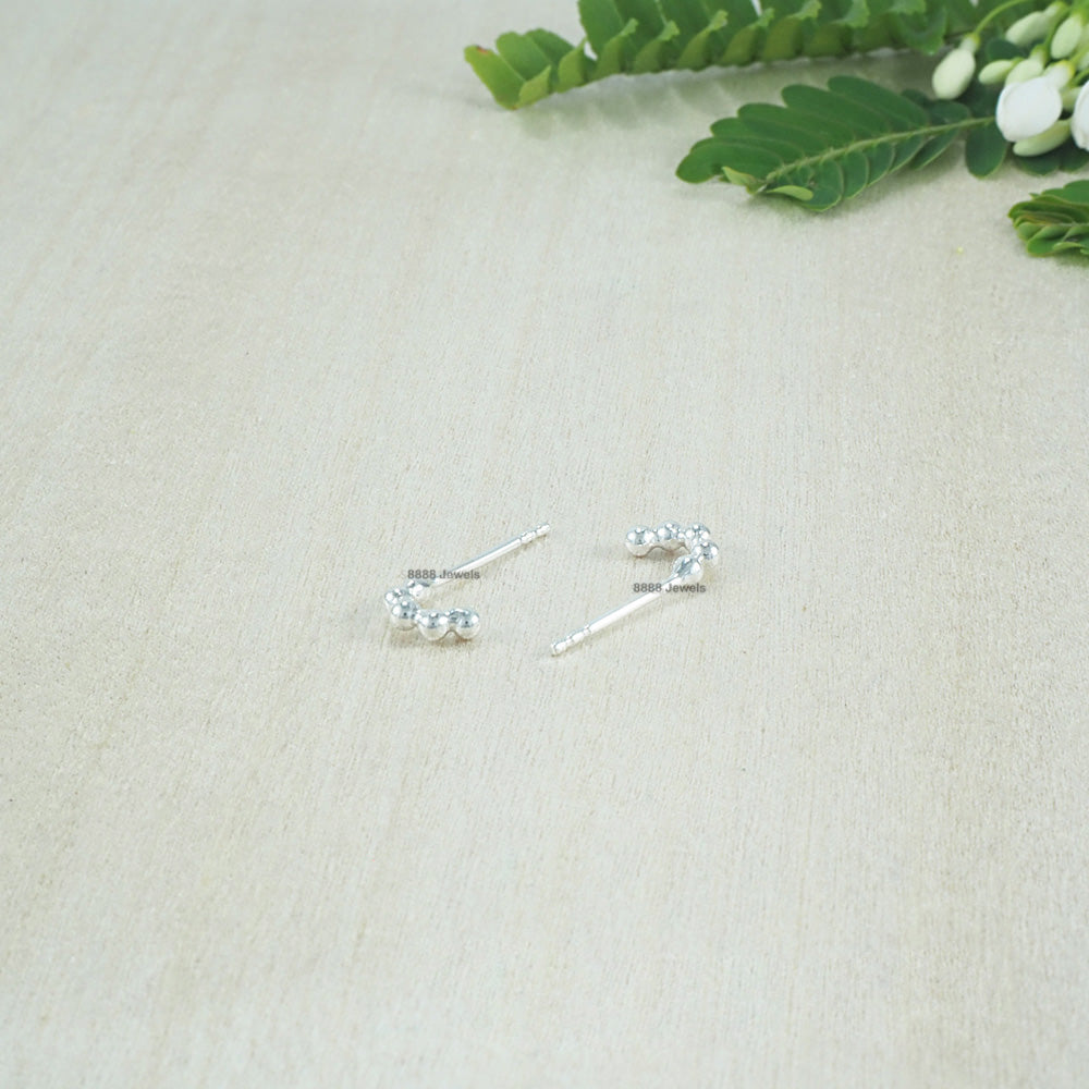 Dot Half-Circle Sterling Silver Earrings 01022