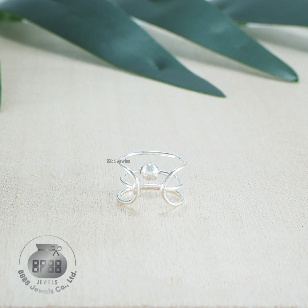 Three Ring and Dot Sterling Silver Ear Cuff 051007