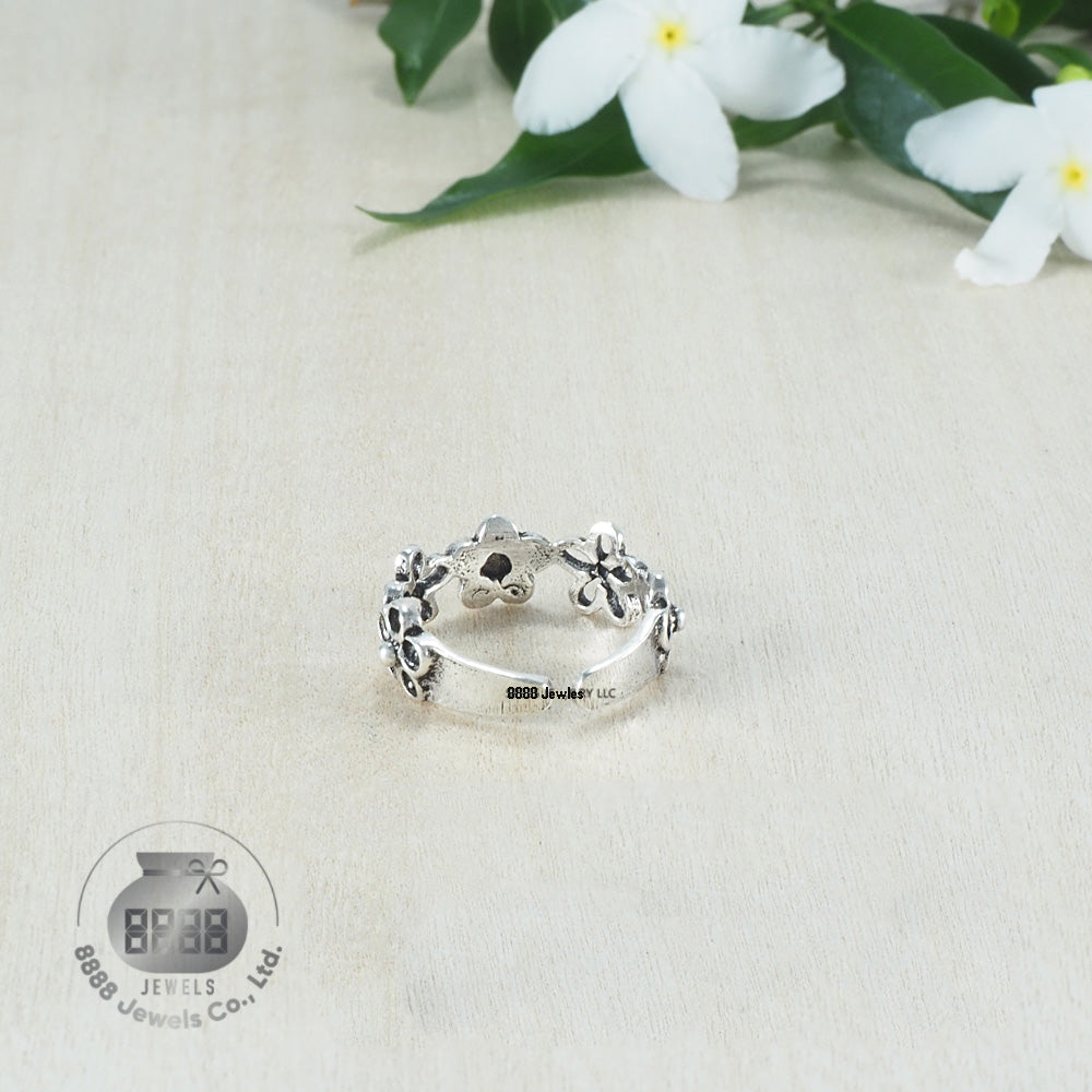 Flower Sterling Silver Toe Ring 062013