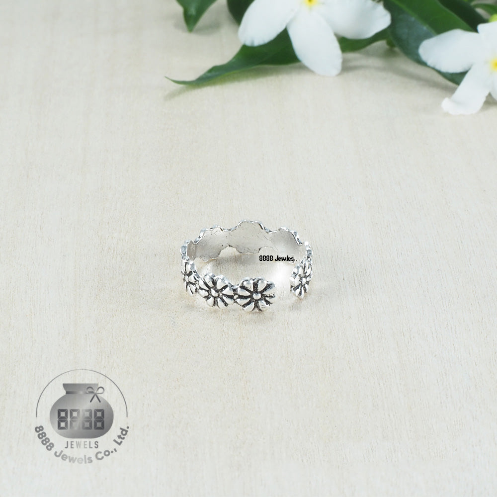 Flower Sterling Silver Toe Ring 062014