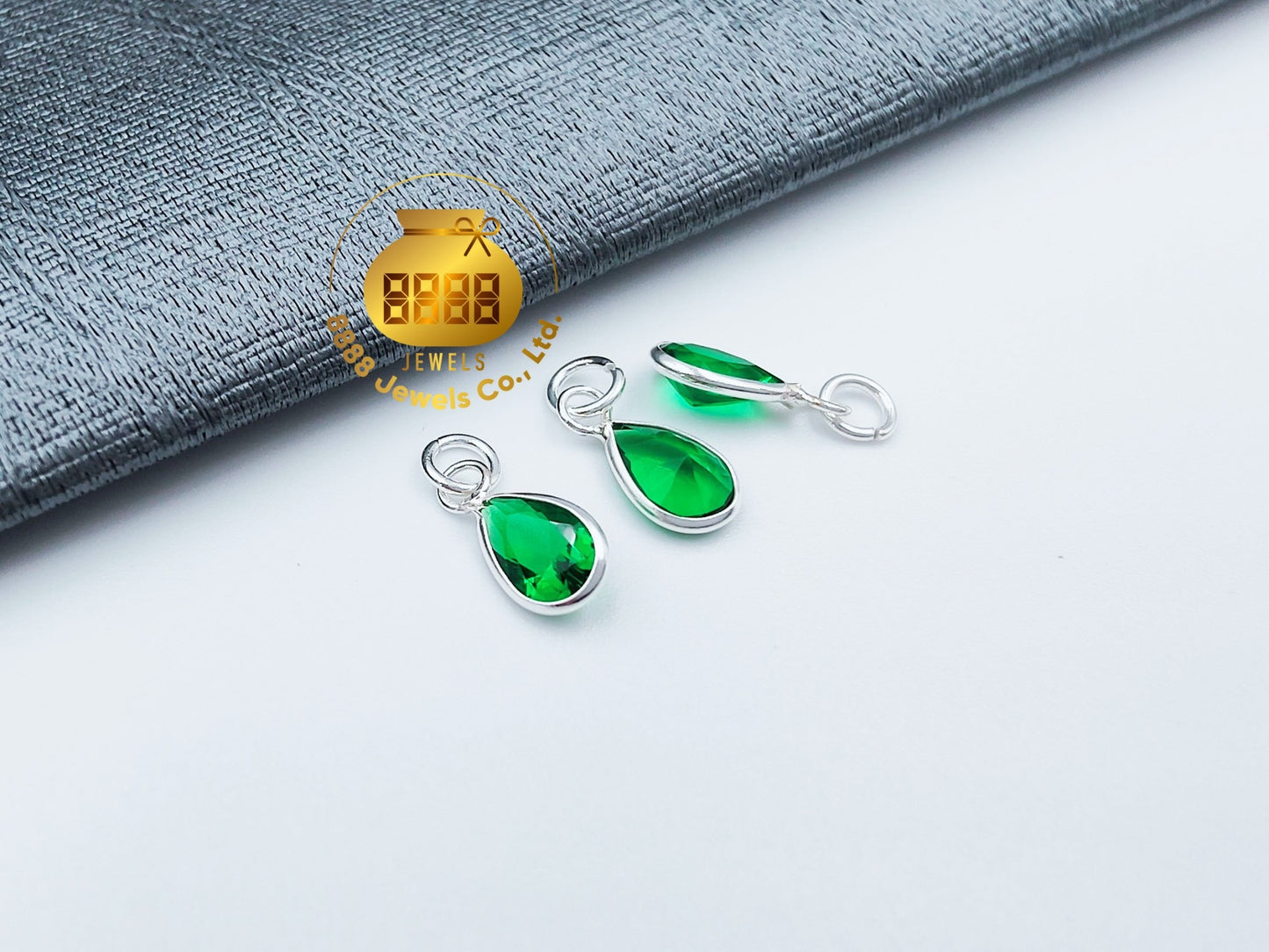 925 Sterling Silver CZ Teardrop Charm