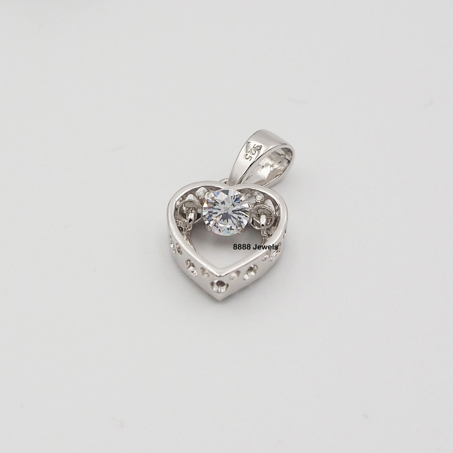 925 Sterling Silver CZ Heart Pendant
