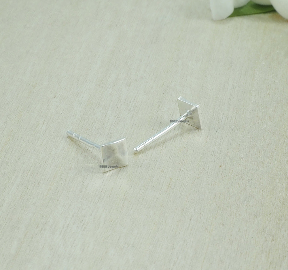 Hammered Square Sterling Silver Earrings 01002