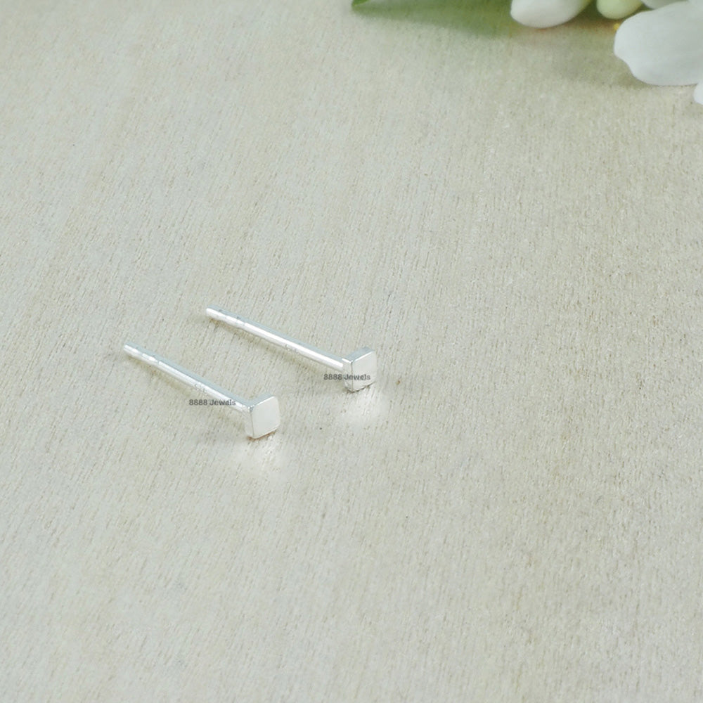 Tiny Square Sterling Silver Earrings 01011