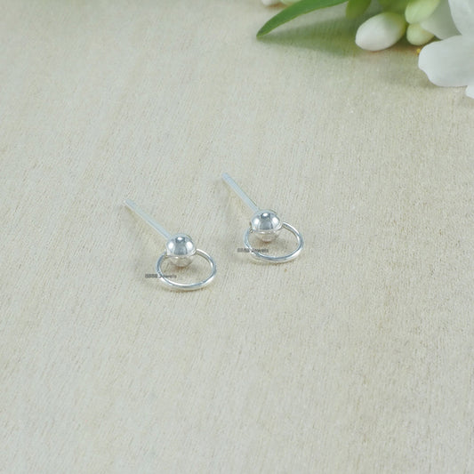 Open Circle and Ball Sterling Silver Earrings 01012