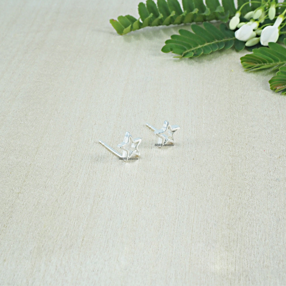 Open Star Sterling Silver Earrings 01017