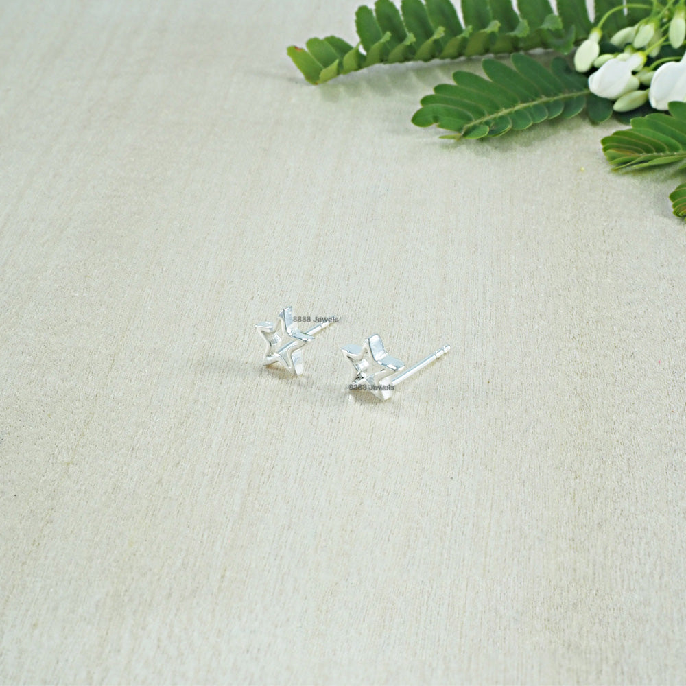 Open Star Sterling Silver Earrings 01017
