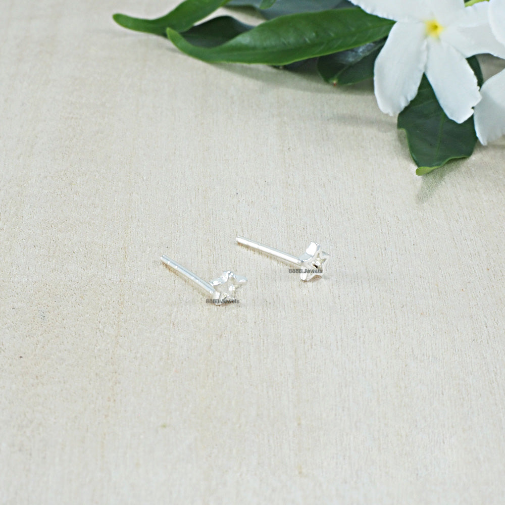 Tiny Open Star Sterling Silver Earrings 01019