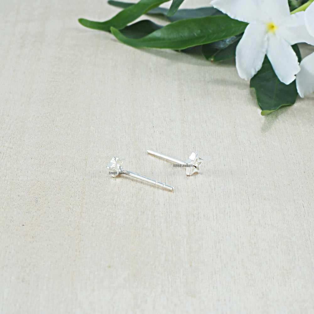 Tiny Open Star Sterling Silver Earrings 01019