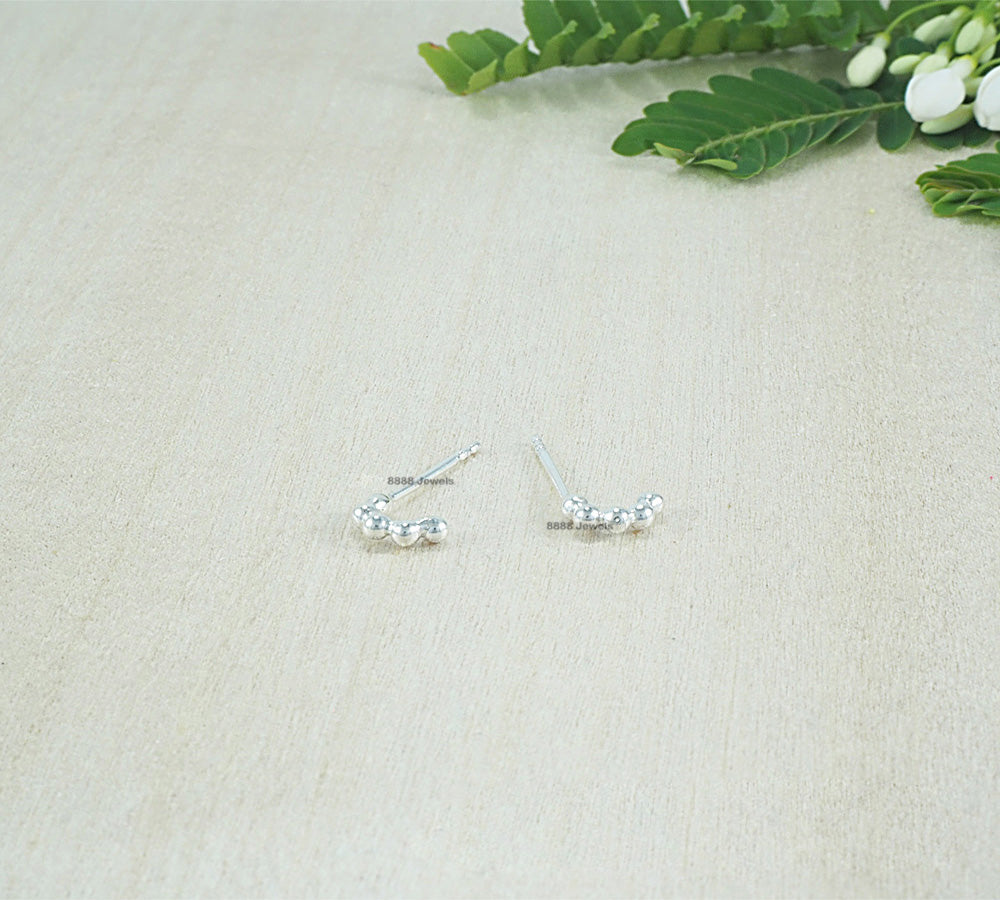 Dot Half-Circle Sterling Silver Earrings  01022
