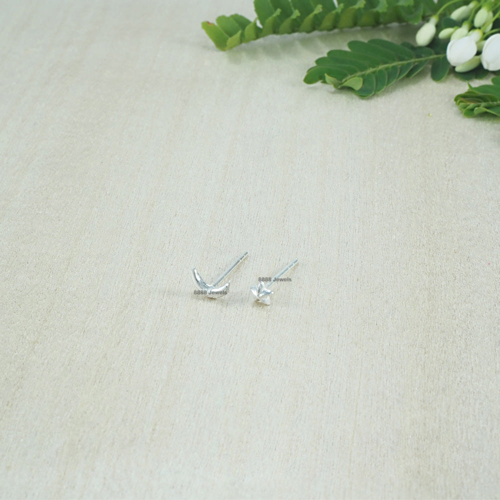 Moon and Star Sterling Silver Earrings 01031