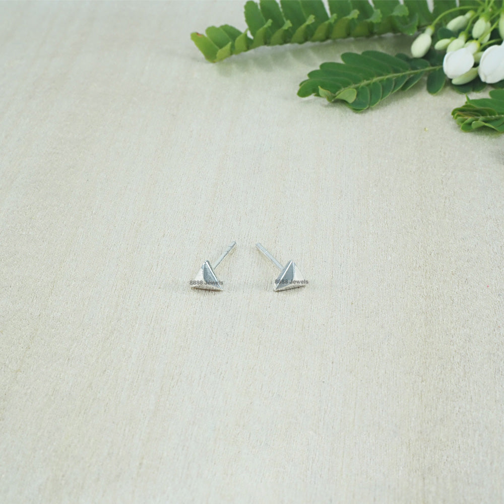 Pyramid Triangle Sterling Silver Earrings 01033