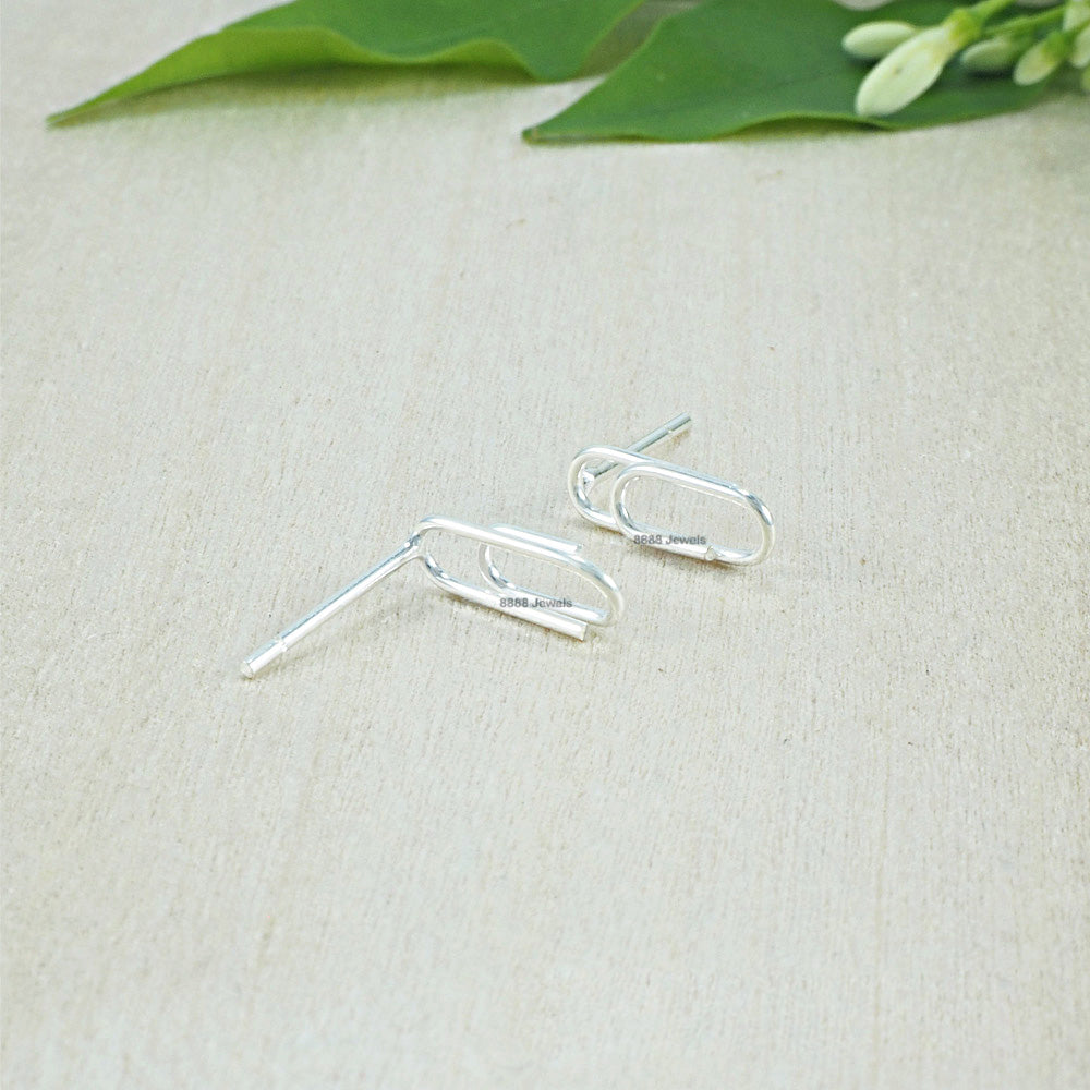Paper Clip Sterling Silver Earrings 02003