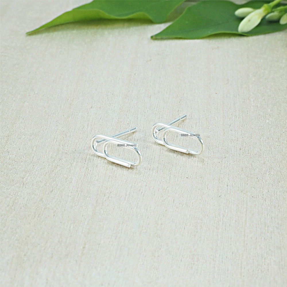 Paper Clip Sterling Silver Earrings 02003