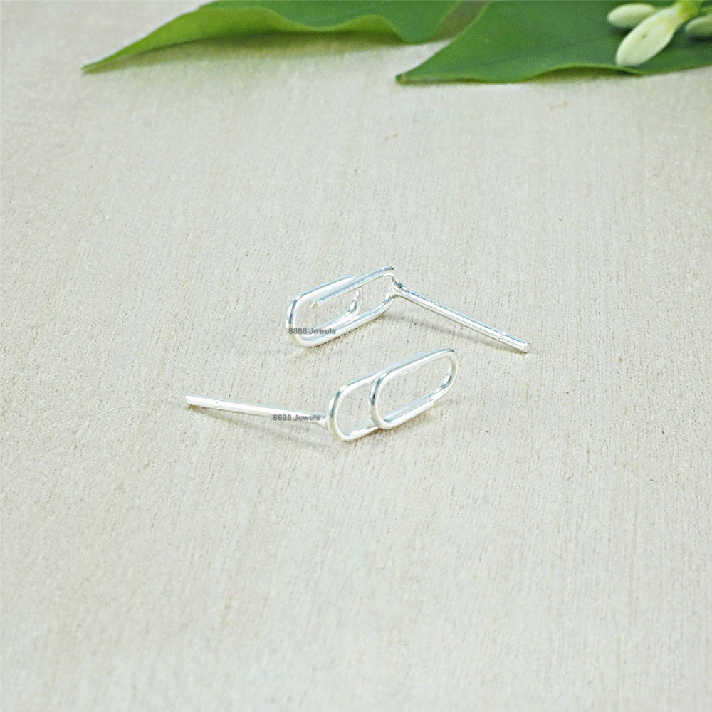 Paper Clip Sterling Silver Earrings 02003