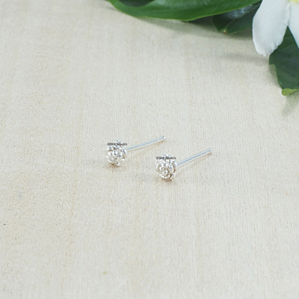 Mini Rose Sterling Silver Earrings 02012