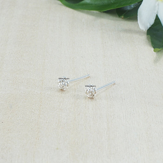 Mini Rose Sterling Silver Earrings 02012