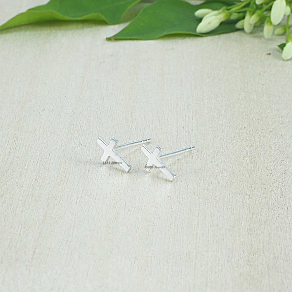Cross Sterling Silver Earrings 02028