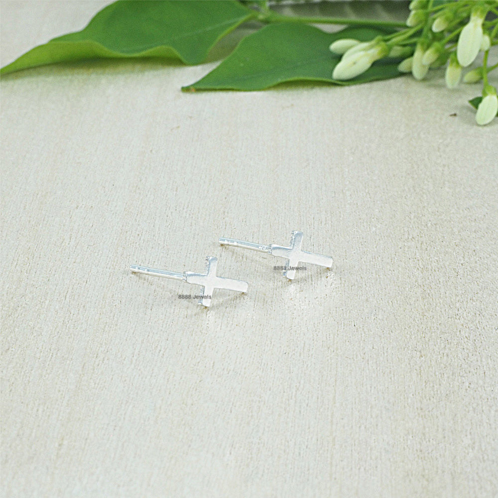 Cross Sterling Silver Earrings 02028
