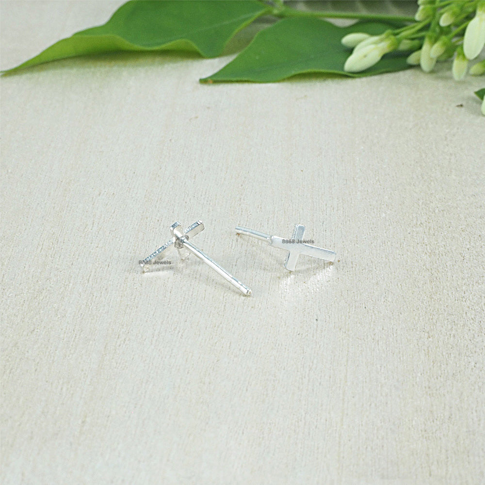 Cross Sterling Silver Earrings 02028