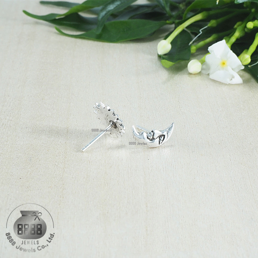 Sun and Moon Sterling Silver Earrings 03016