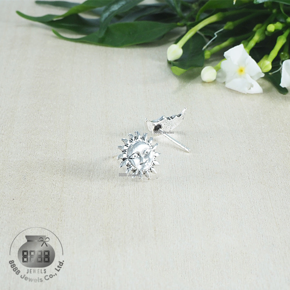 Sun and Moon Sterling Silver Earrings 03016