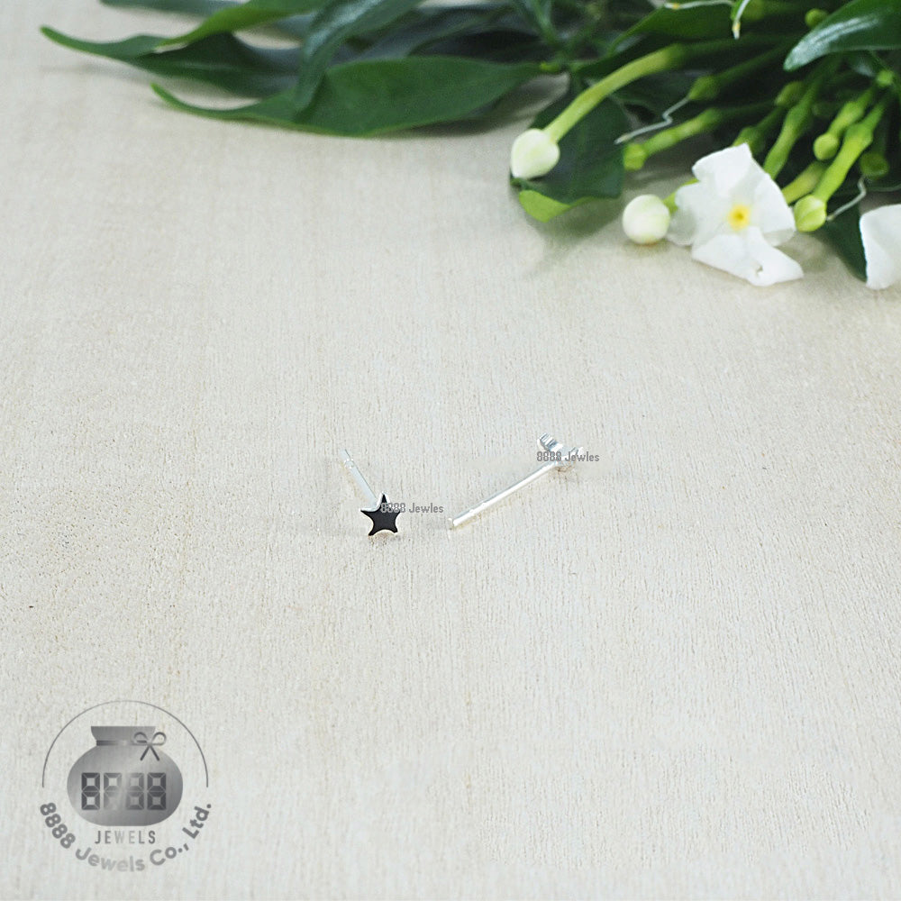 Star and Moon Sterling Silver Earrings 03048