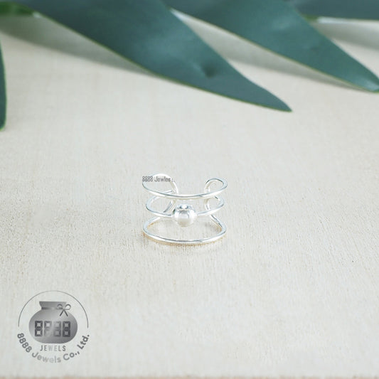 Three Ring and Dot Sterling Silver Ear Cuff 051007