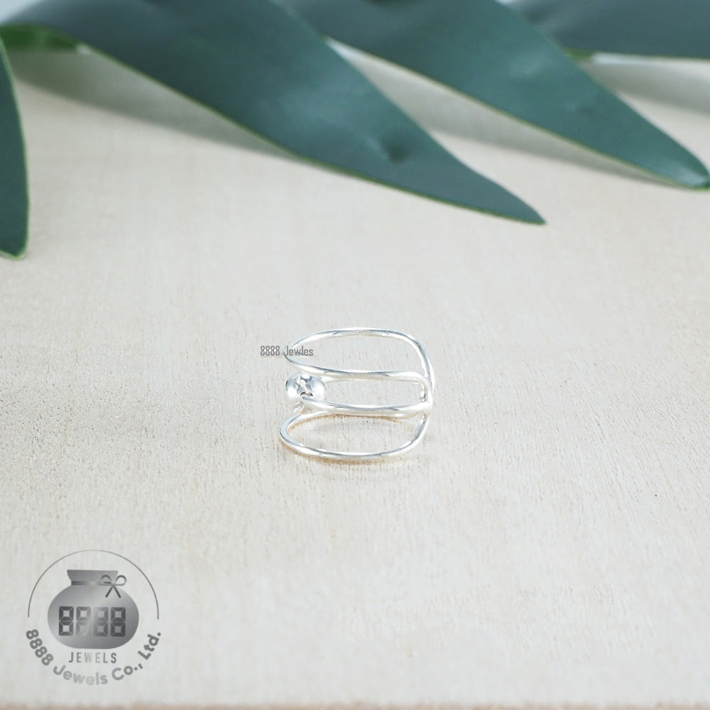Three Ring and Dot Sterling Silver Ear Cuff 051007