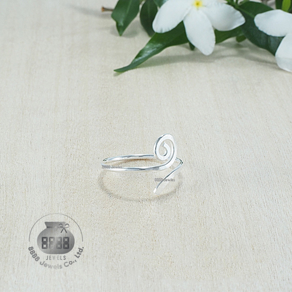 Spiral Plain Classic Sterling Silver Toe Ring 061003