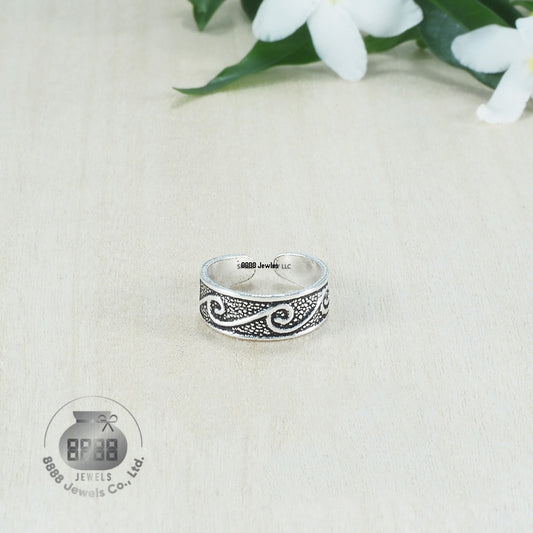 Wave Patterned Sterling Silver Toe Ring 062007