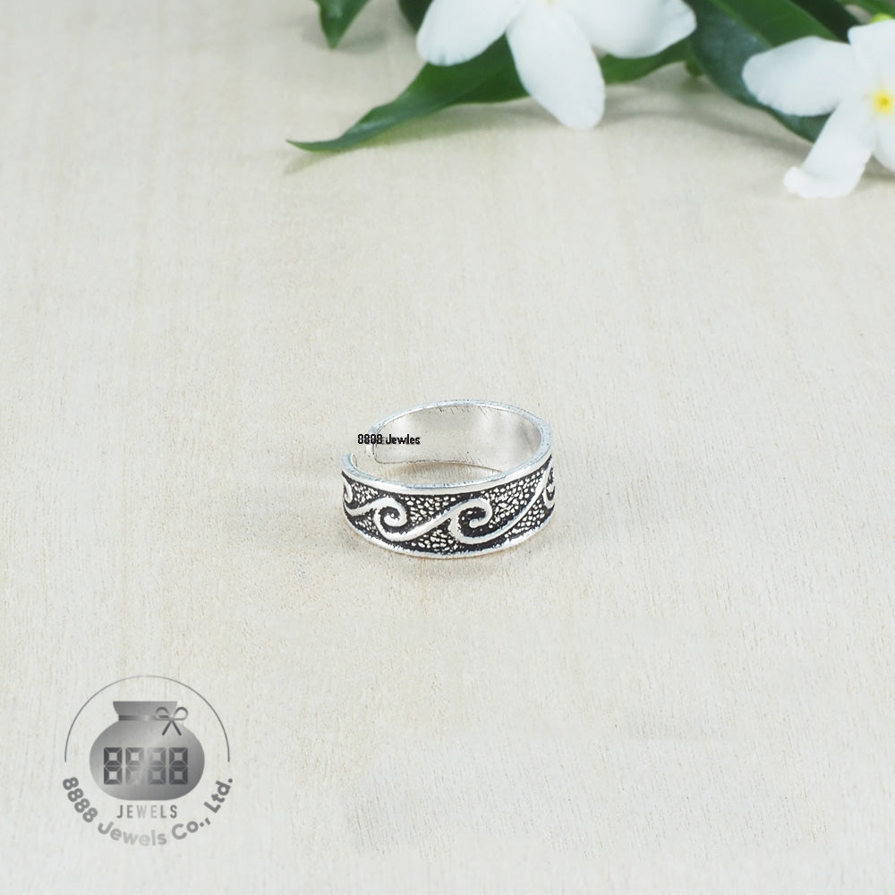 Wave Patterned Sterling Silver Toe Ring 062007