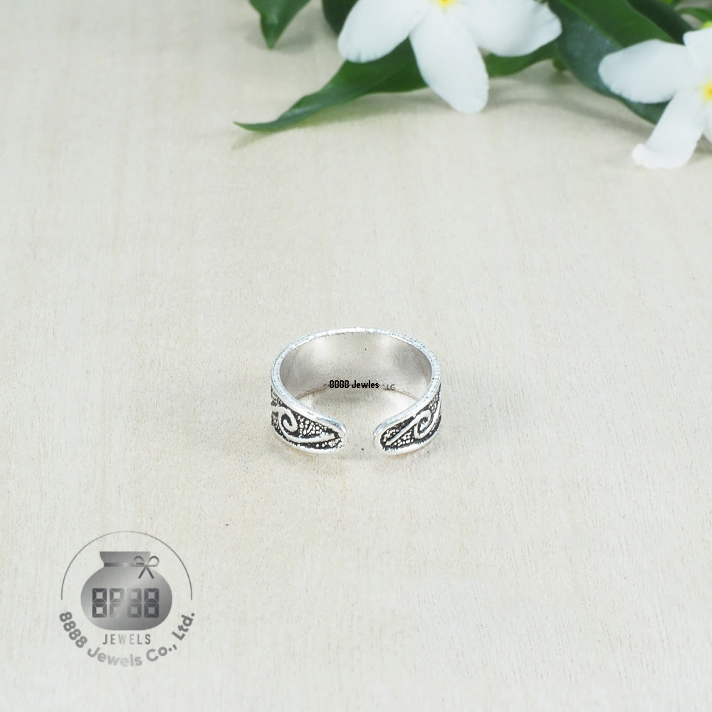 Wave Patterned Sterling Silver Toe Ring 062007