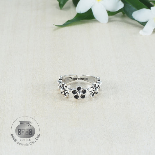 Flower Sterling Silver Toe Ring 062013