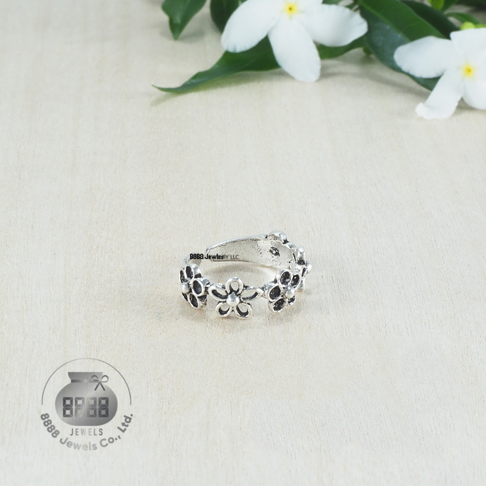 Flower Sterling Silver Toe Ring 062013