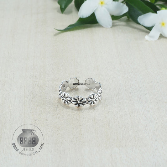 Flower Sterling Silver Toe Ring 062014