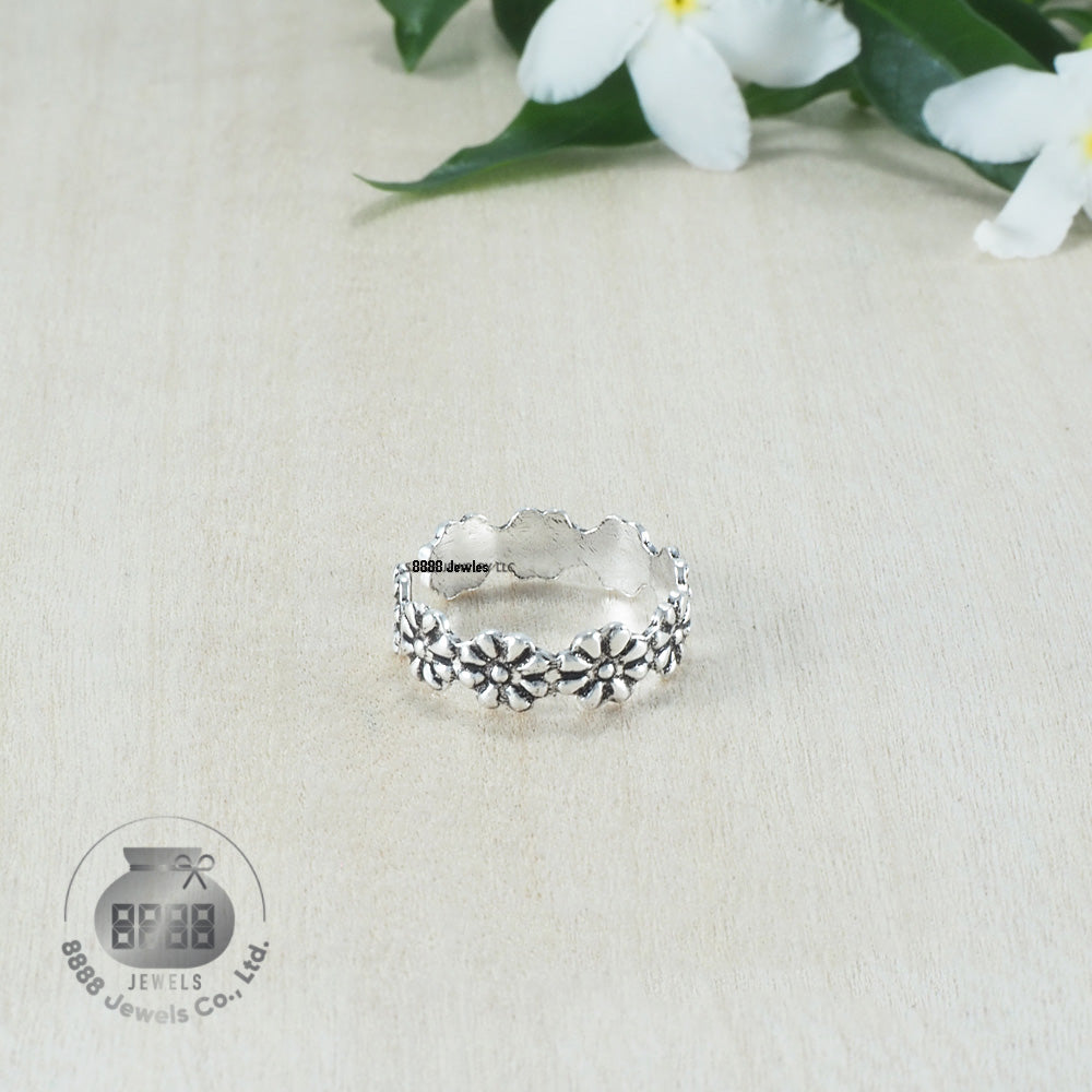 Flower Sterling Silver Toe Ring 062014