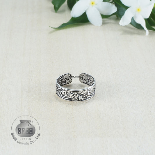 Star & Sun & Moon Sterling Silver Toe Ring 062018