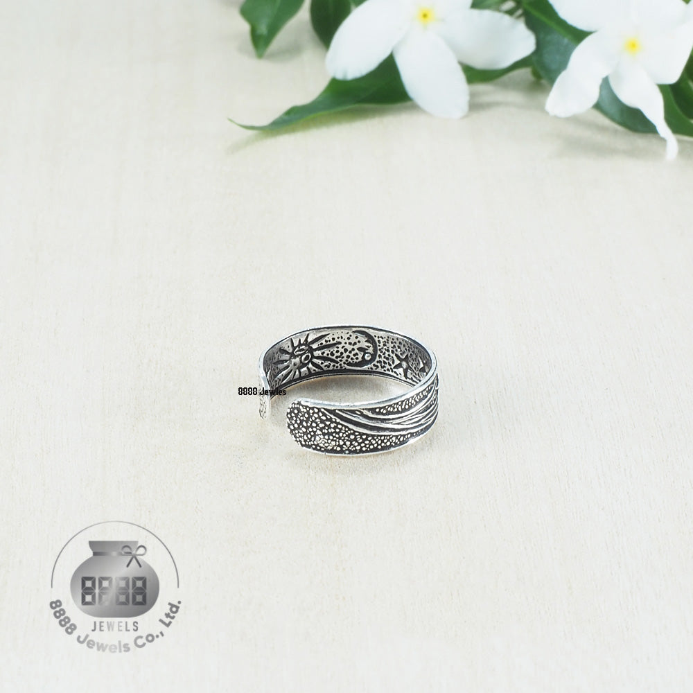 Star & Sun & Moon Sterling Silver Toe Ring 062018