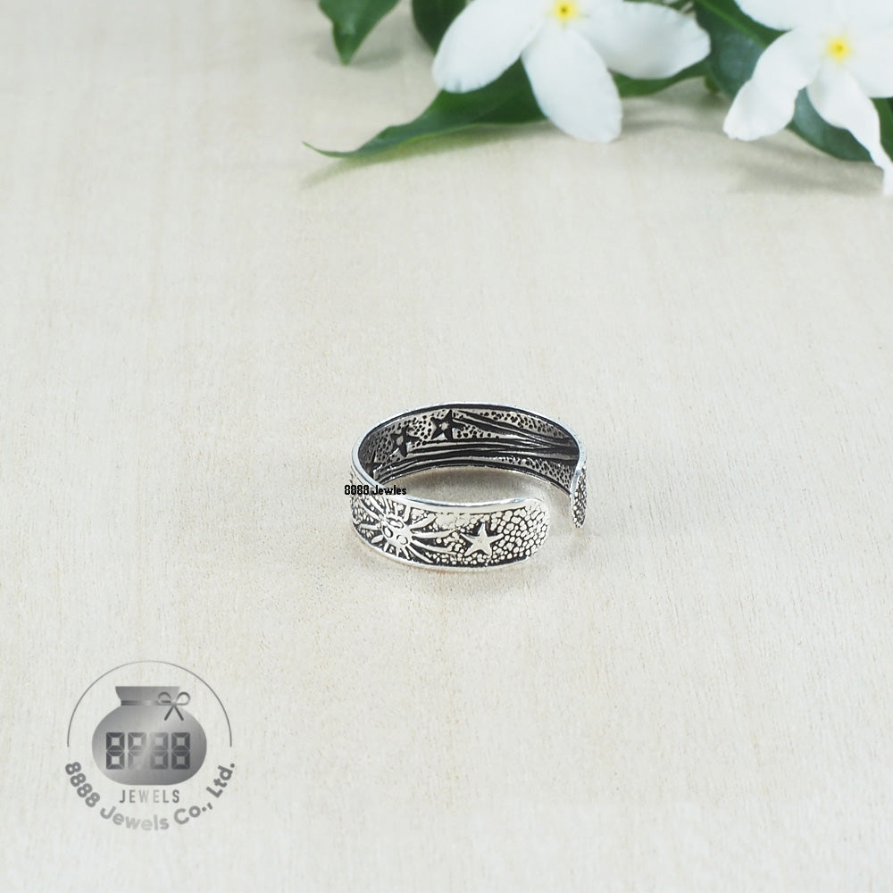 Star & Sun & Moon Sterling Silver Toe Ring 062018