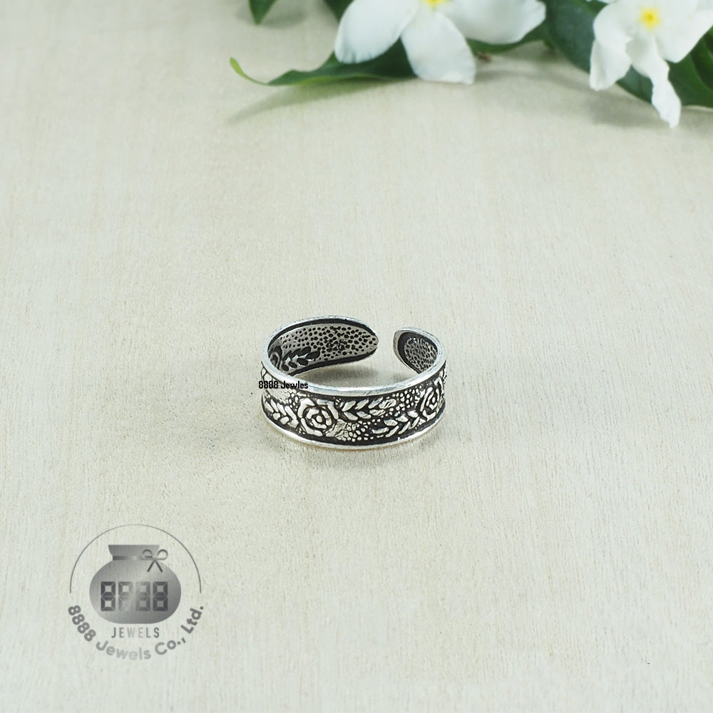 Rose Sterling Silver Toe Ring 062025