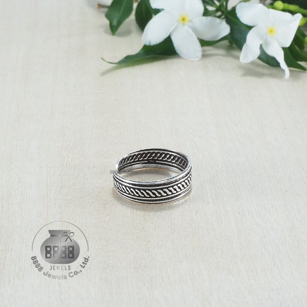 Twist Pattern Sterling Silver Toe Ring 062028