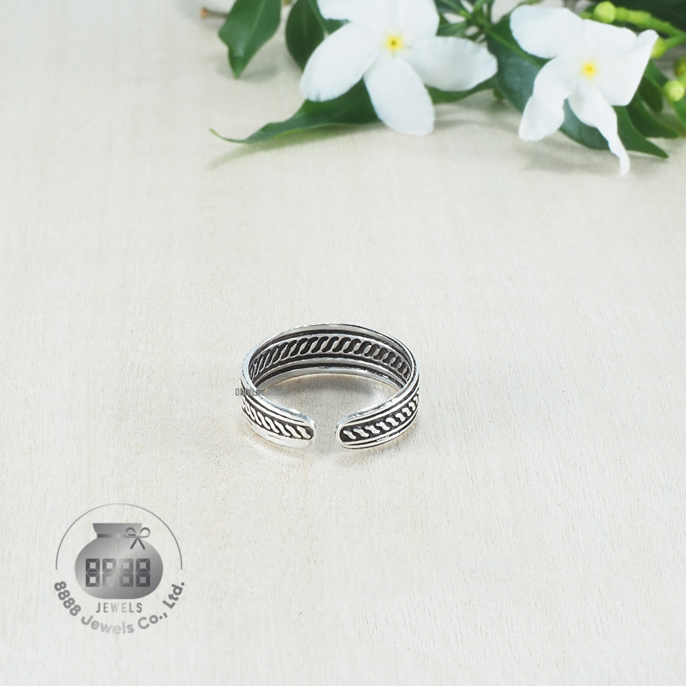 Twist Pattern Sterling Silver Toe Ring 062028