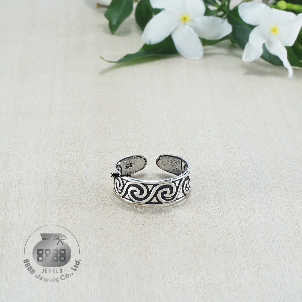 Wave Pattern Sterling Silver Toe Ring 062029