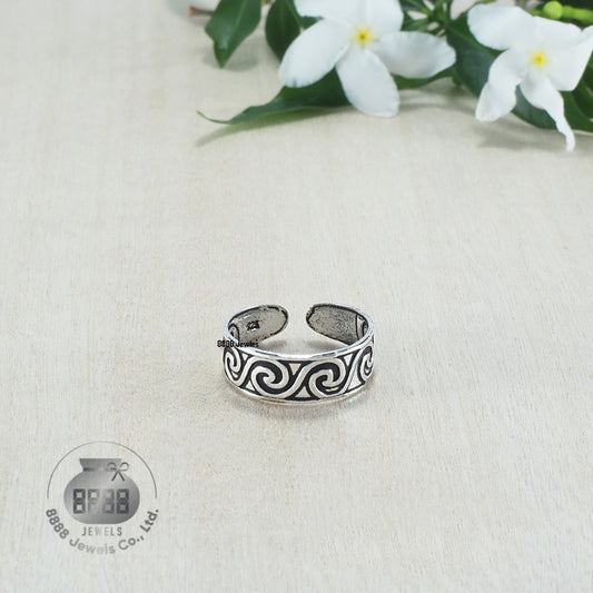 Wave Pattern Sterling Silver Toe Ring 062029