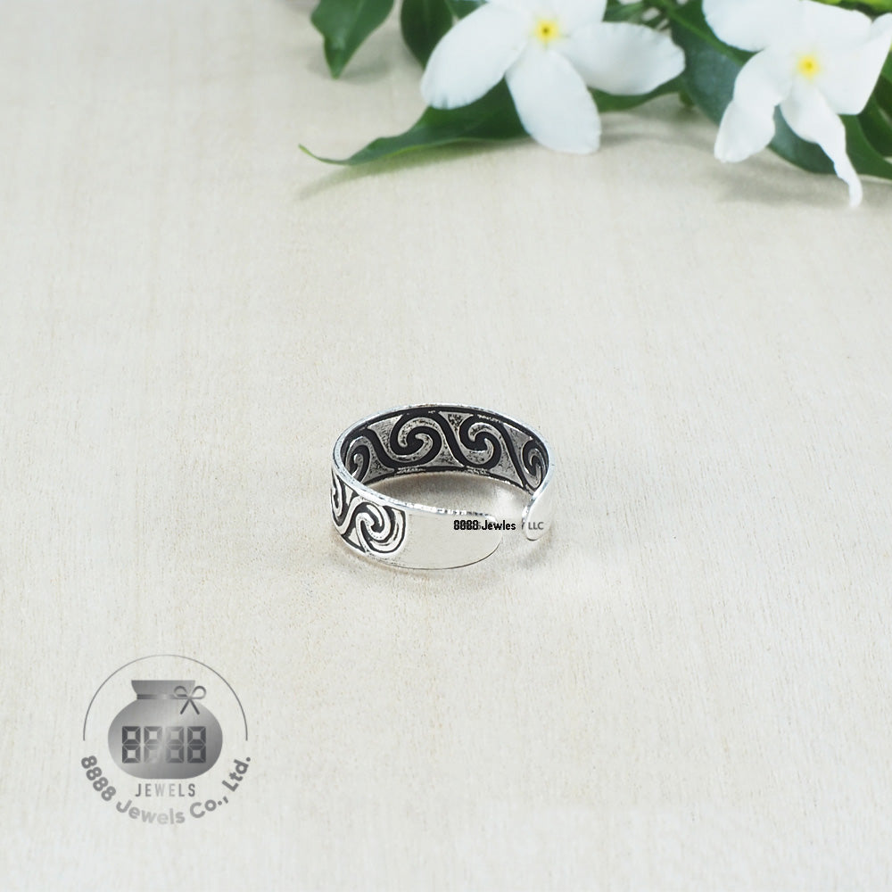 Wave Pattern Sterling Silver Toe Ring 062029